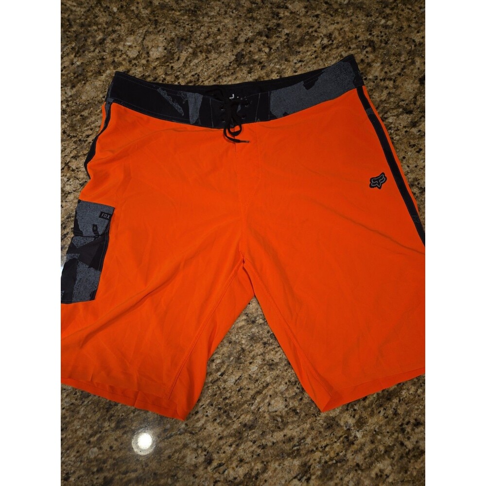 Fox Racing Boardshorts Mens 40 Swim Shorts Trunks Neon Orange Grey Camo